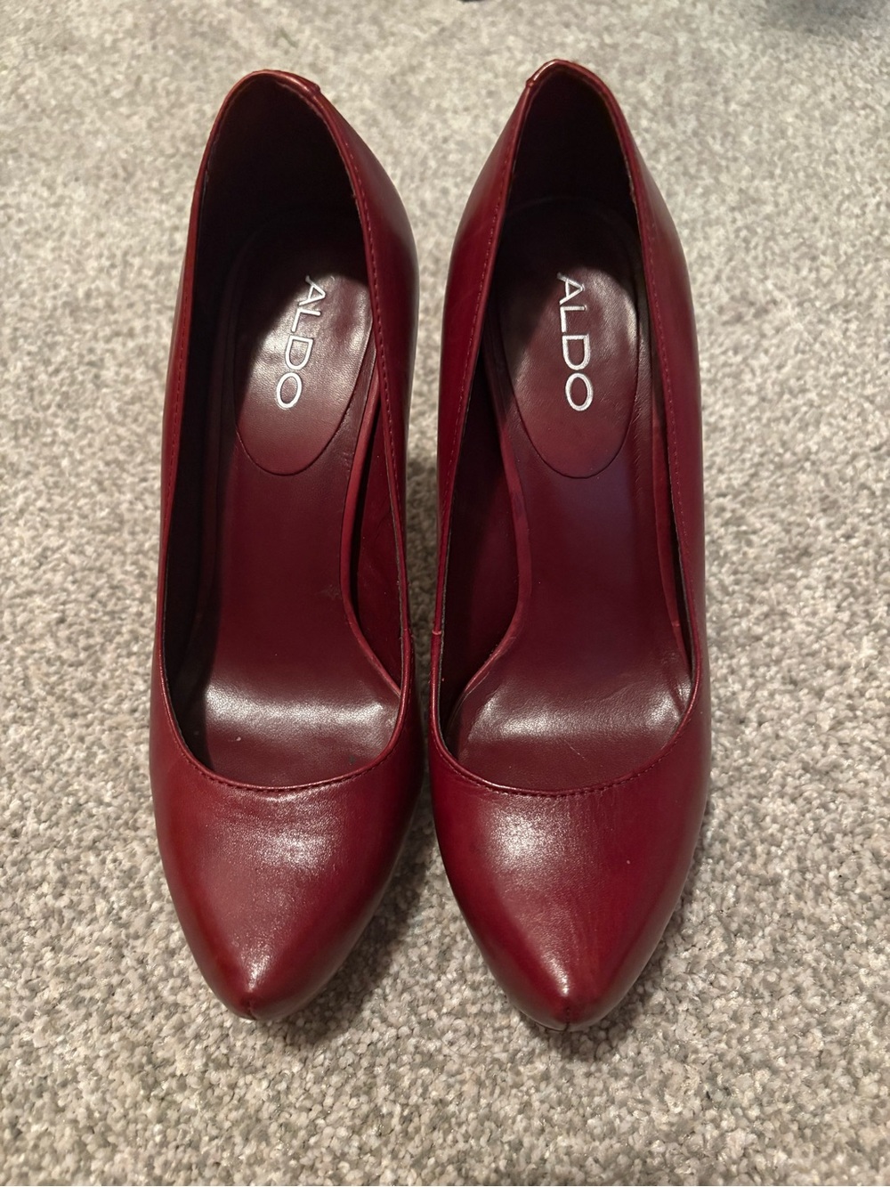 ALDO Burgundy Pointed-Toe Leather Pumps